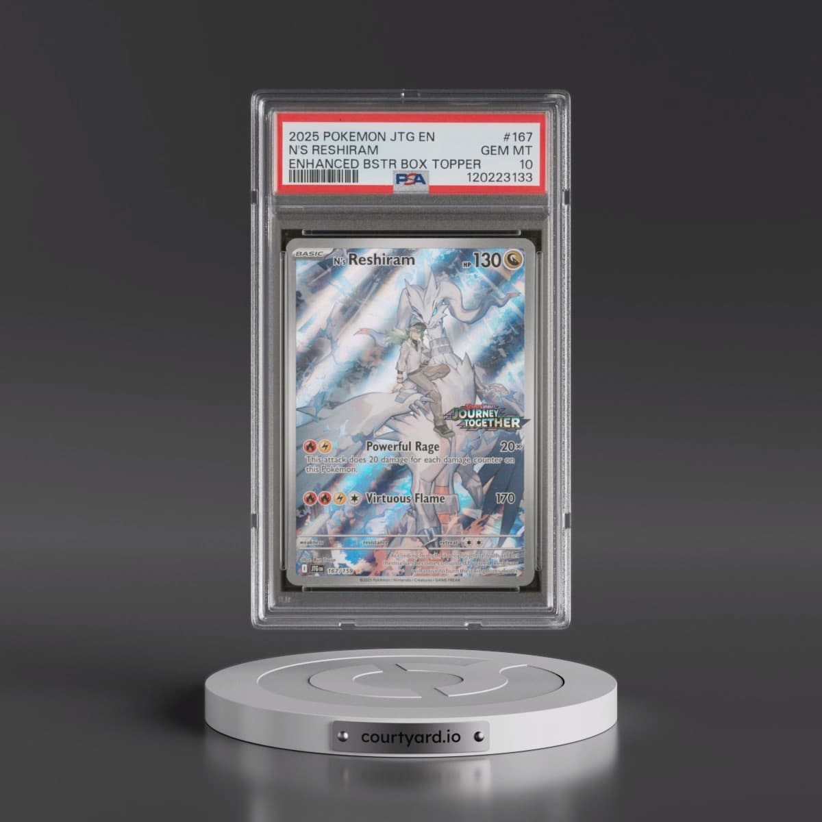 2025 Pokémon Jtg EN-Journey Together #167 N's Reshiram - Enhanced Booster Box Topper (PSA 10 GEM MINT)