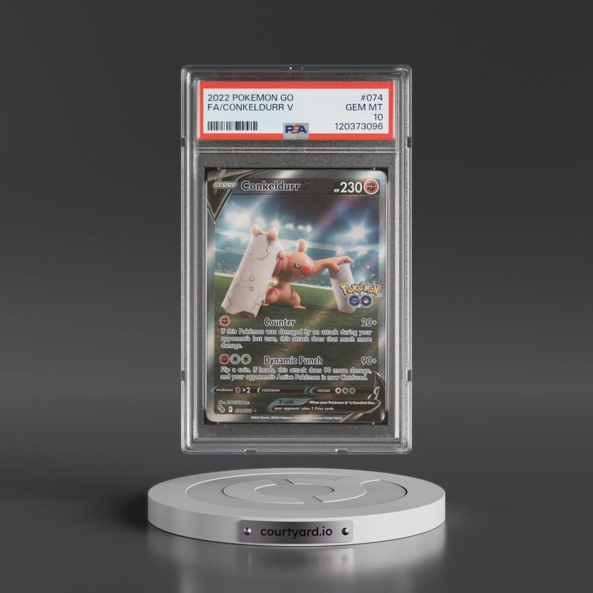 2022 Pokémon Go #074 Conkeldurr V - Holo Full Art (PSA 10 GEM MINT)