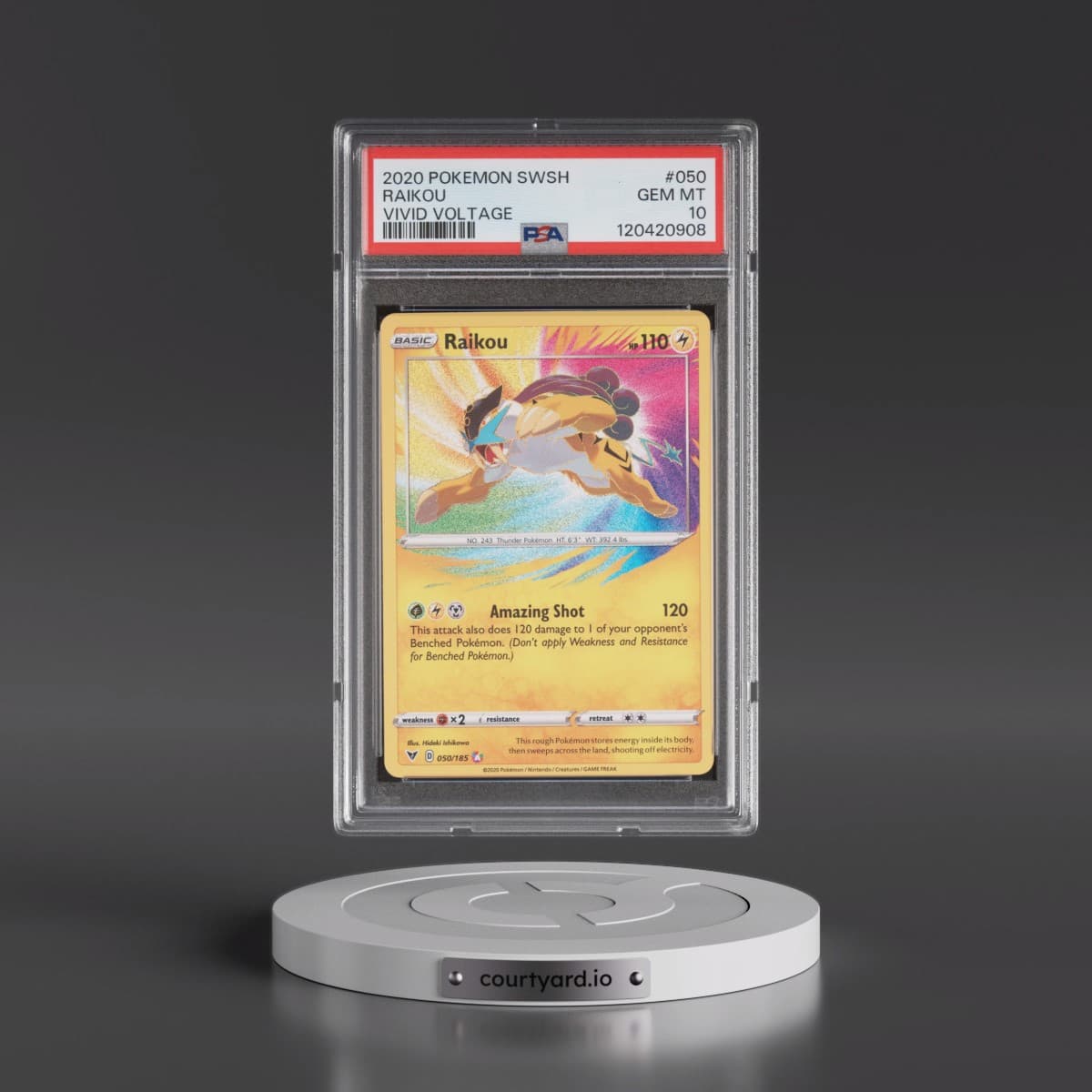 2020 Pokémon Sword & Shield Vivid Voltage #050 Raikou (PSA 10 GEM MINT)