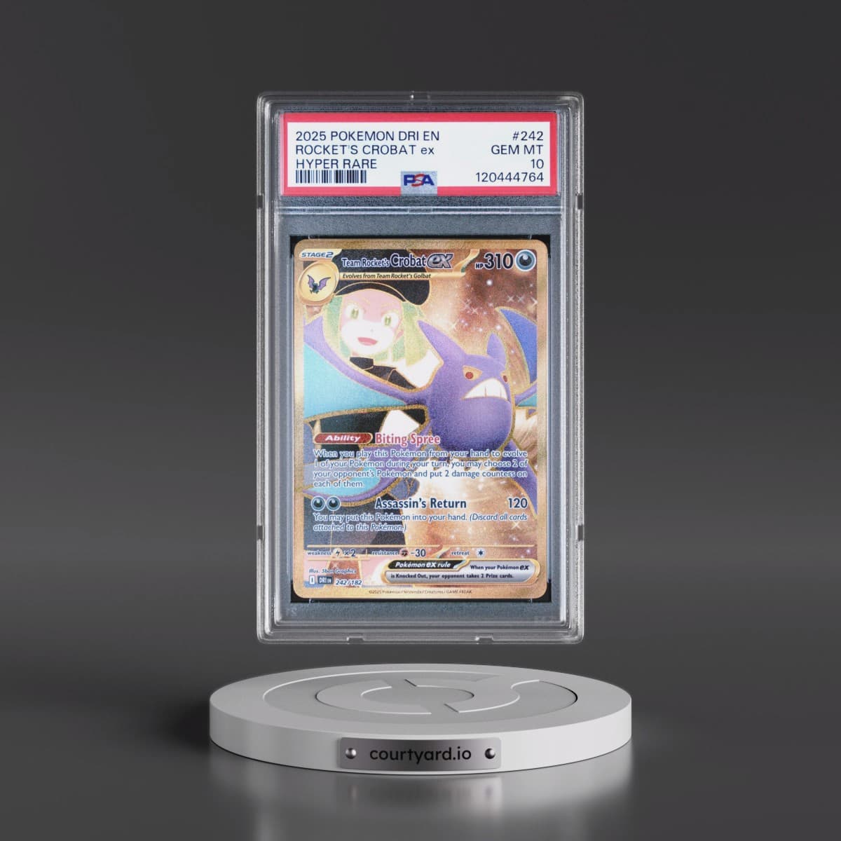 2025 Pokémon Dri EN-Destined Rivals #242 Team Rocket's Crobat EX - Holo Hyper Rare (PSA 10 GEM MINT)