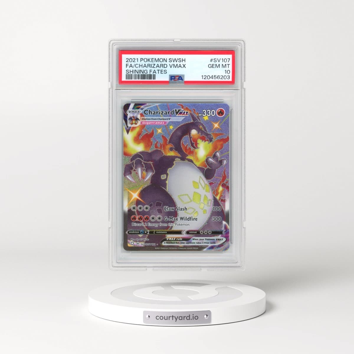 2021 Pokémon Sword & Shield Shining Fates #SV107 Charizard Vmax - Full Art (PSA 10 GEM MINT)