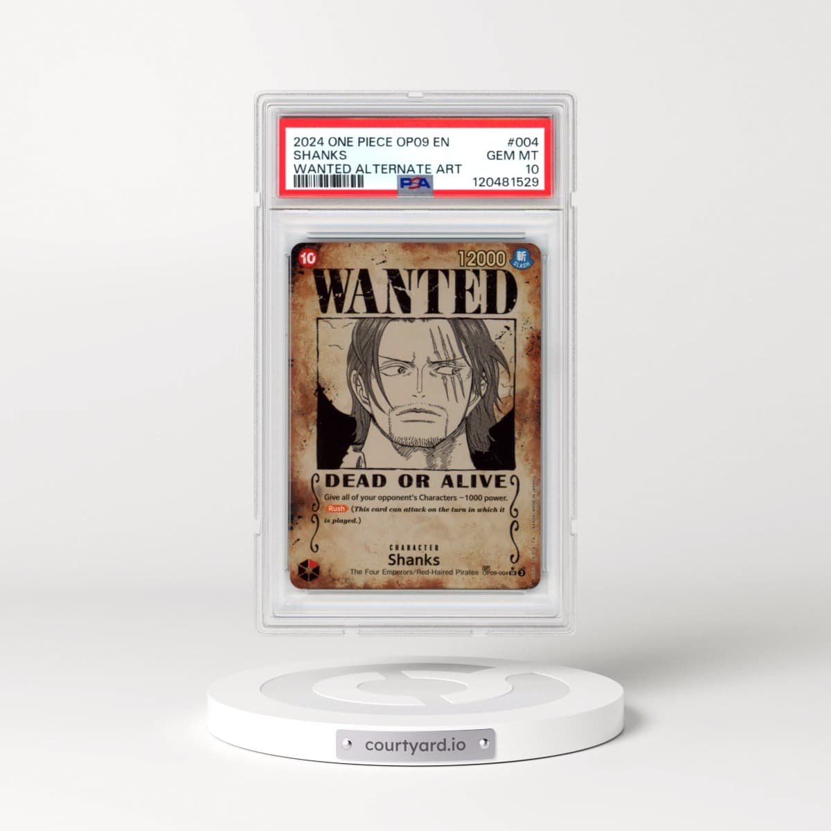 2024 One Piece OP09-Emperors in the New World #004 Shanks - Wanted Alternate Art (PSA 10 GEM MINT)