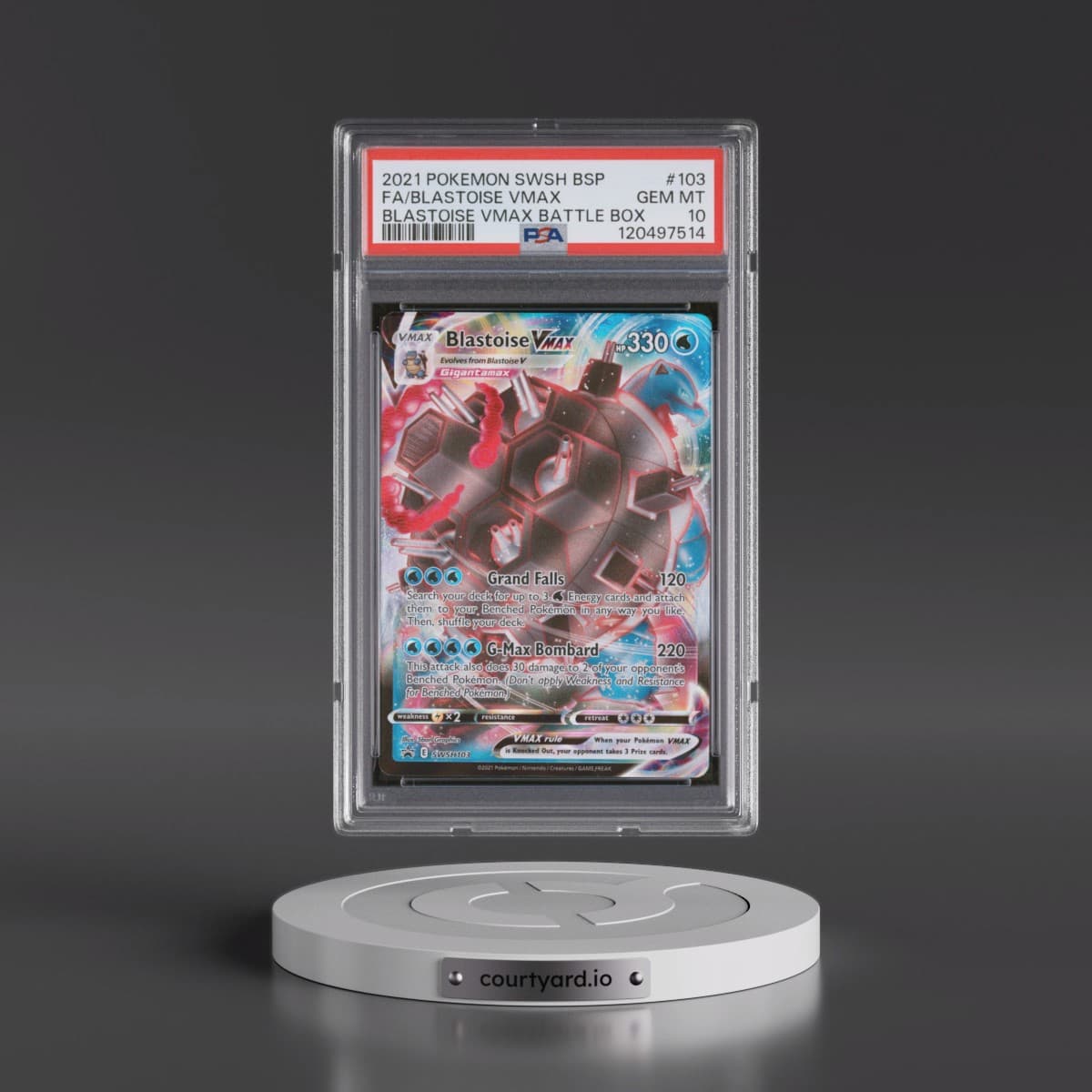 2021 Pokémon Swsh Black Star Promo #103 Blastoise Vmax - Full Art Blastoise Vmax Battle Box (PSA 10 GEM MINT)
