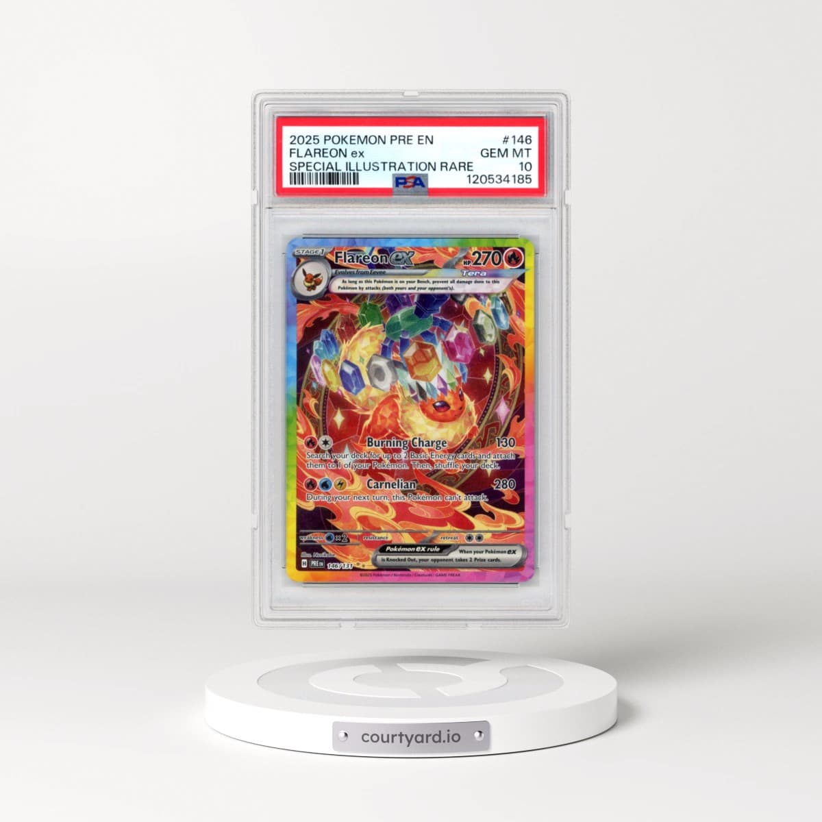2025 Pokémon Pre EN-Prismatic Evolutions #146 Flareon EX - Holo Special Illustration Rare (PSA 10 GEM MINT)