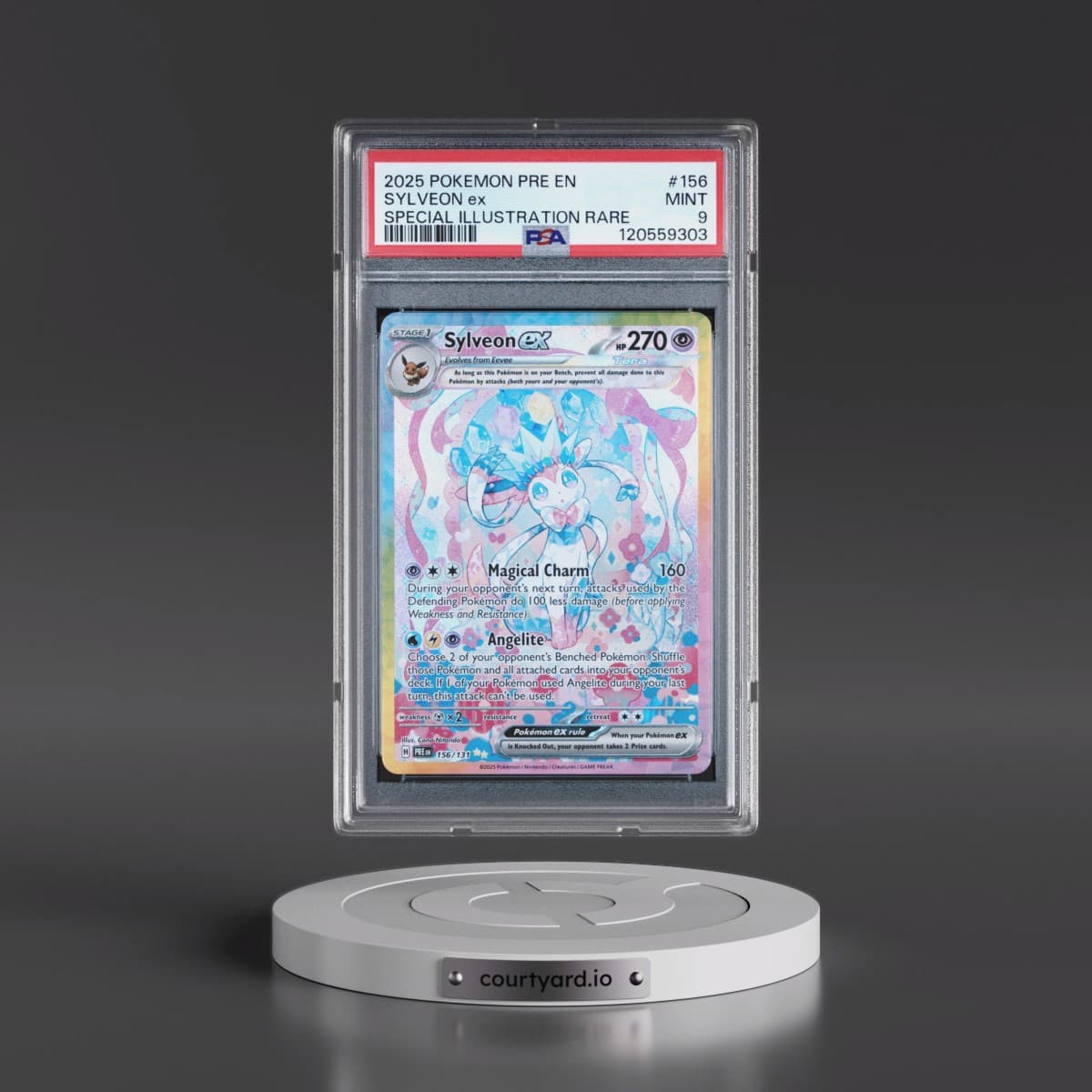 2025 Pokémon Pre EN-Prismatic Evolutions #156 Sylveon EX - Holo Special Illustration Rare (PSA 9 MINT)