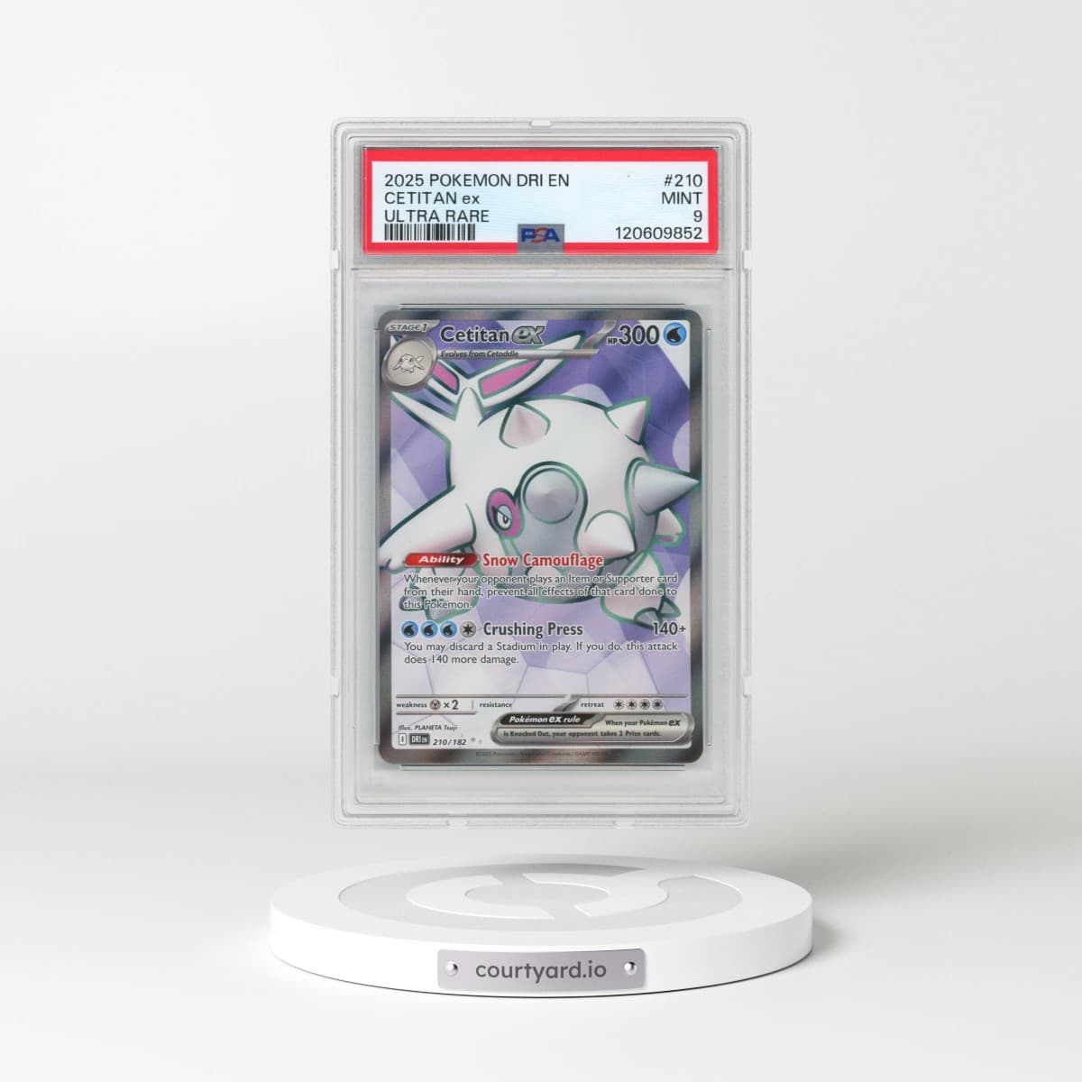 2025 Pokémon Dri EN-Destined Rivals #210 Cetitan EX - Holo Ultra Rare (PSA 9 MINT)