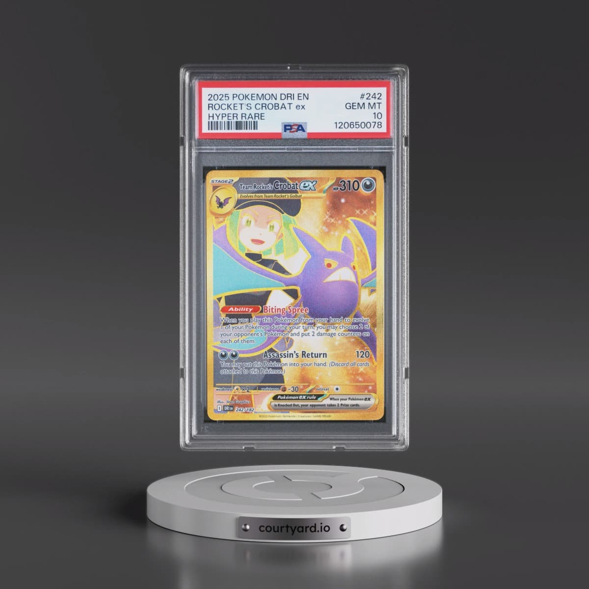 2025 Pokémon Dri EN-Destined Rivals #242 Team Rocket's Crobat EX - Holo Hyper Rare (PSA 10 GEM MINT)