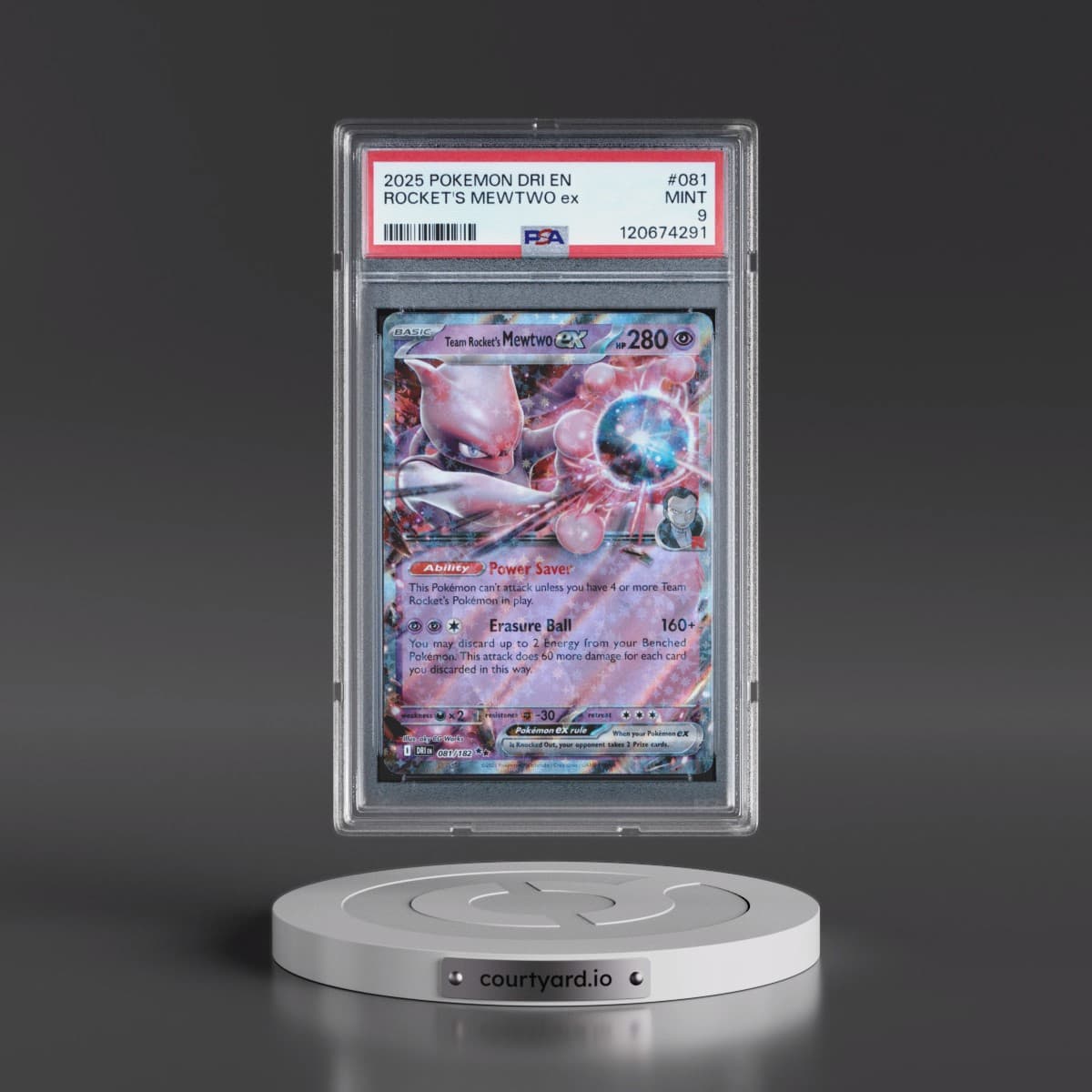 2025 Pokémon Dri EN-Destined Rivals #081 Team Rocket's Mewtwo EX - Holo (PSA 9 MINT)