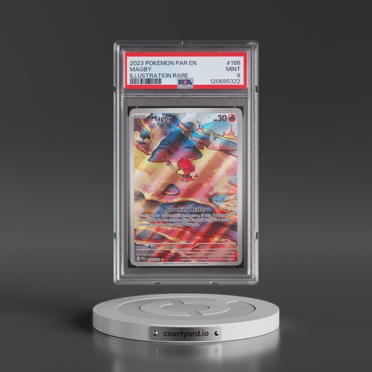 2023 Pokémon Par EN-Paradox Rift #186 Magby - Illustration Rare (PSA 9 MINT)