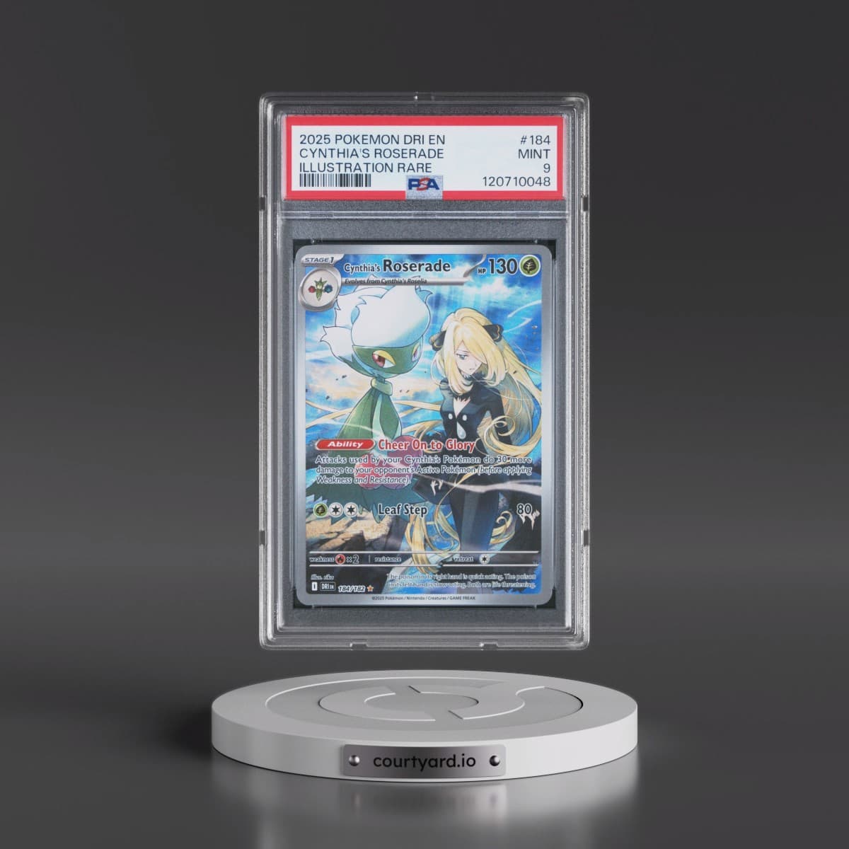 2025 Pokémon Dri EN-Destined Rivals #184 Cynthia's Roserade - Illustration Rare (PSA 9 MINT)
