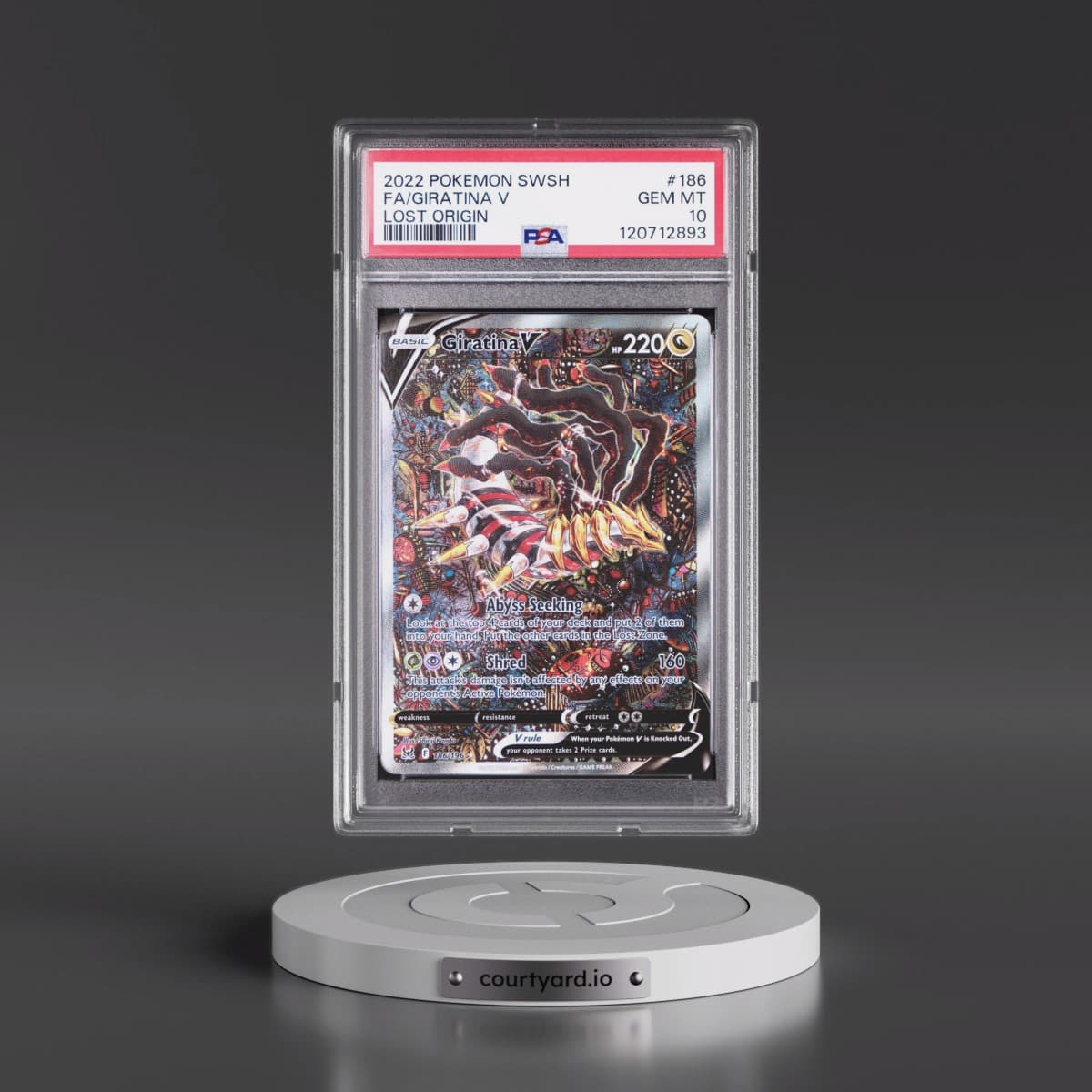 2022 Pokémon Sword & Shield Lost Origin #186 Giratina V - Holo Full Art (PSA 10 GEM MINT)
