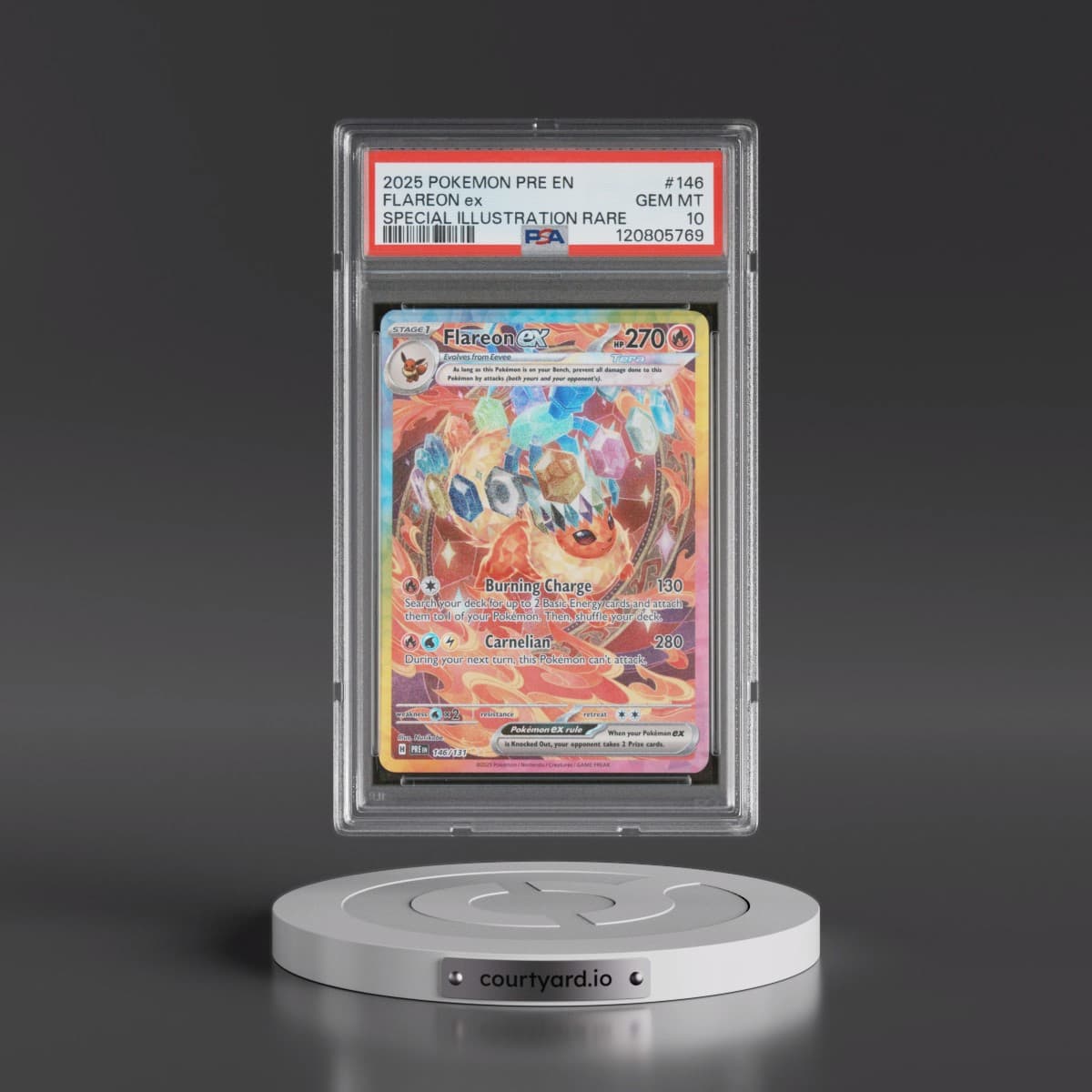 2025 Pokémon Pre EN-Prismatic Evolutions #146 Flareon EX - Holo Special Illustration Rare (PSA 10 GEM MINT)