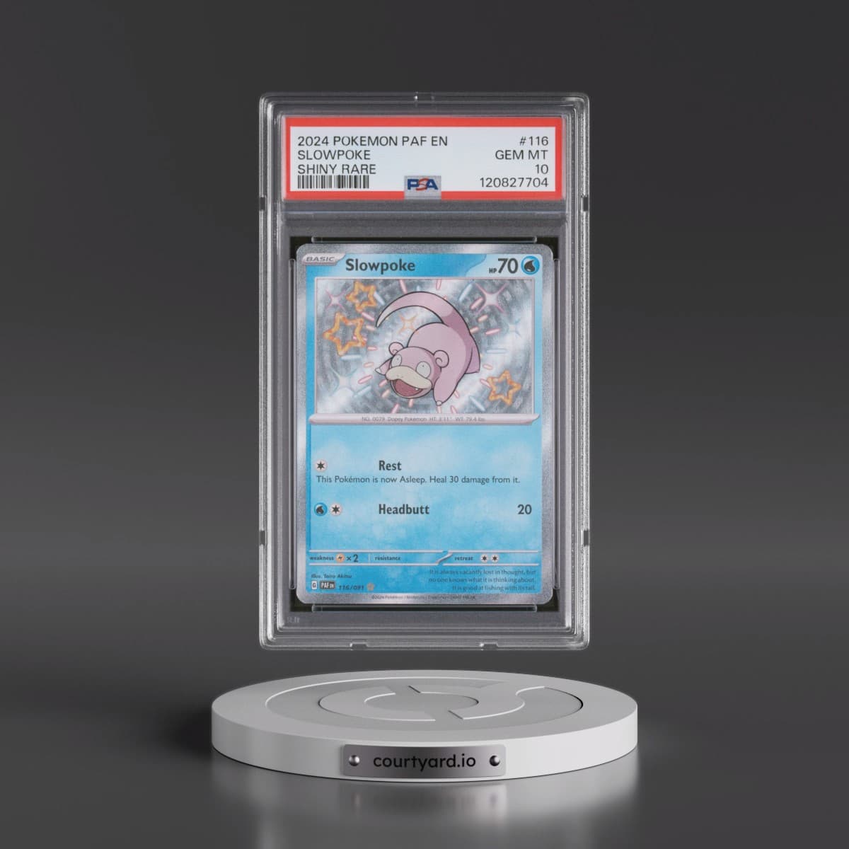 2024 Pokémon Paf EN-Paldean Fates #116 Slowpoke - Shiny Rare (PSA 10 GEM MINT)