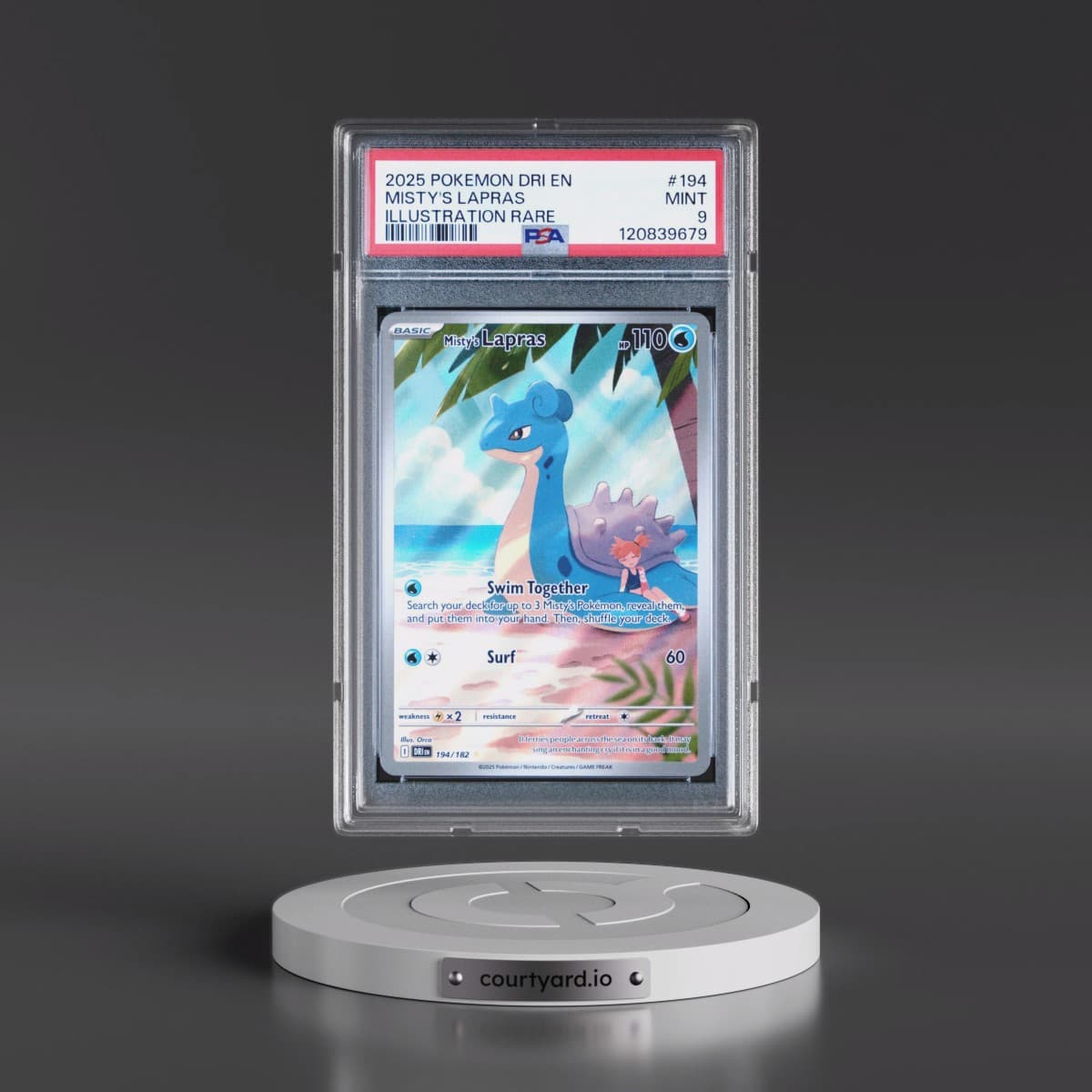 2025 Pokémon Dri EN-Destined Rivals #194 Misty's Lapras - Illustration Rare (PSA 9 MINT)