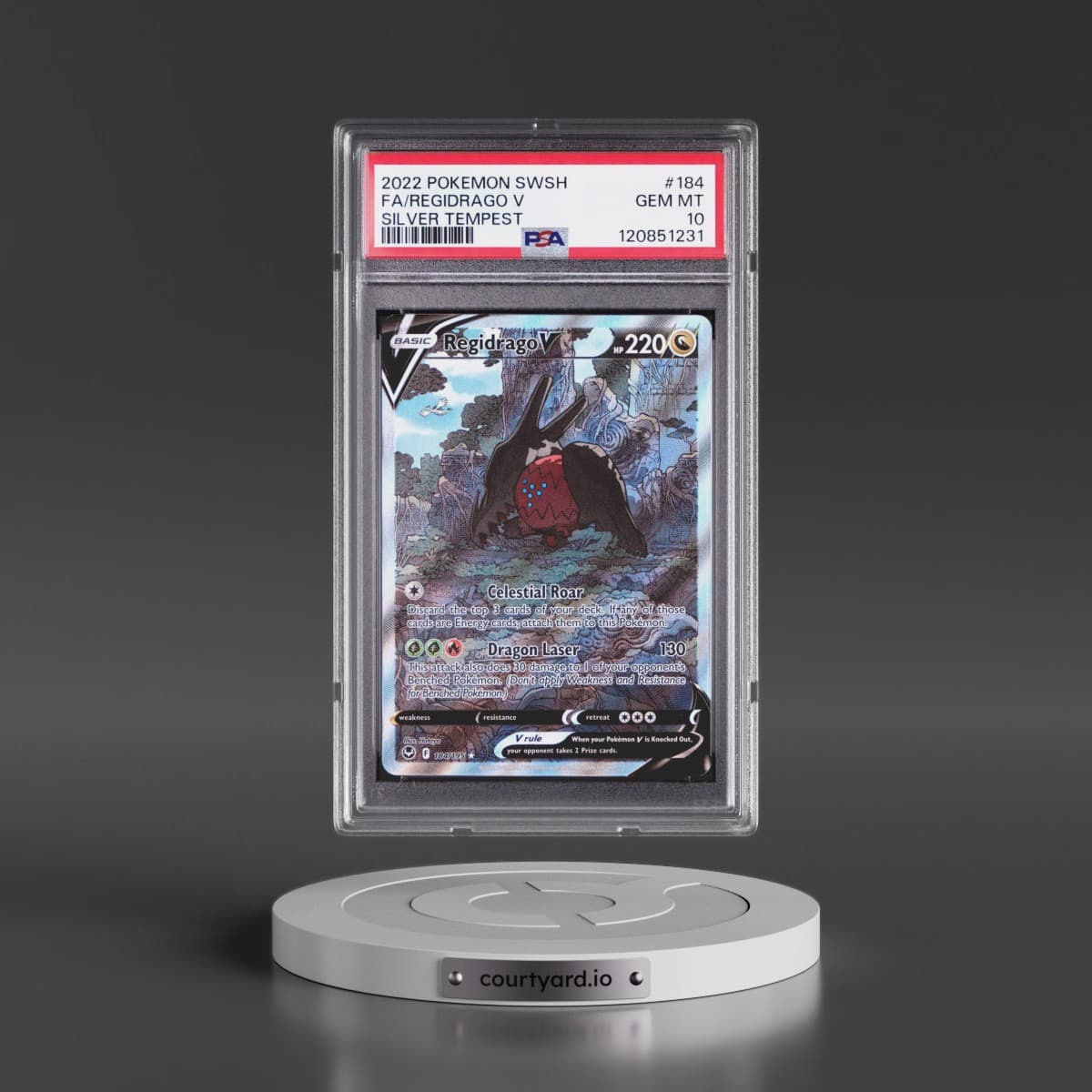 2022 Pokémon Sword & Shield Silver Tempest #184 Regidrago V - Holo Full Art (PSA 10 GEM MINT)
