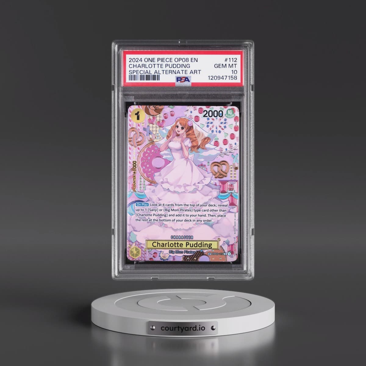 2024 One Piece OP08-Two Legends #112 Charlotte Pudding - Special Alternate Art (PSA 10 GEM MINT)
