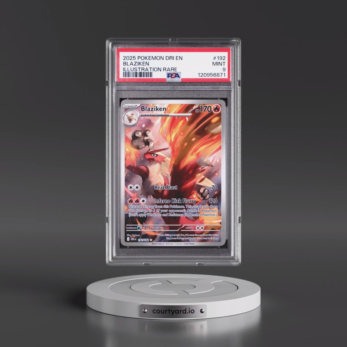 2025 Pokémon Dri EN-Destined Rivals #192 Blaziken - Illustration Rare (PSA 9 MINT)