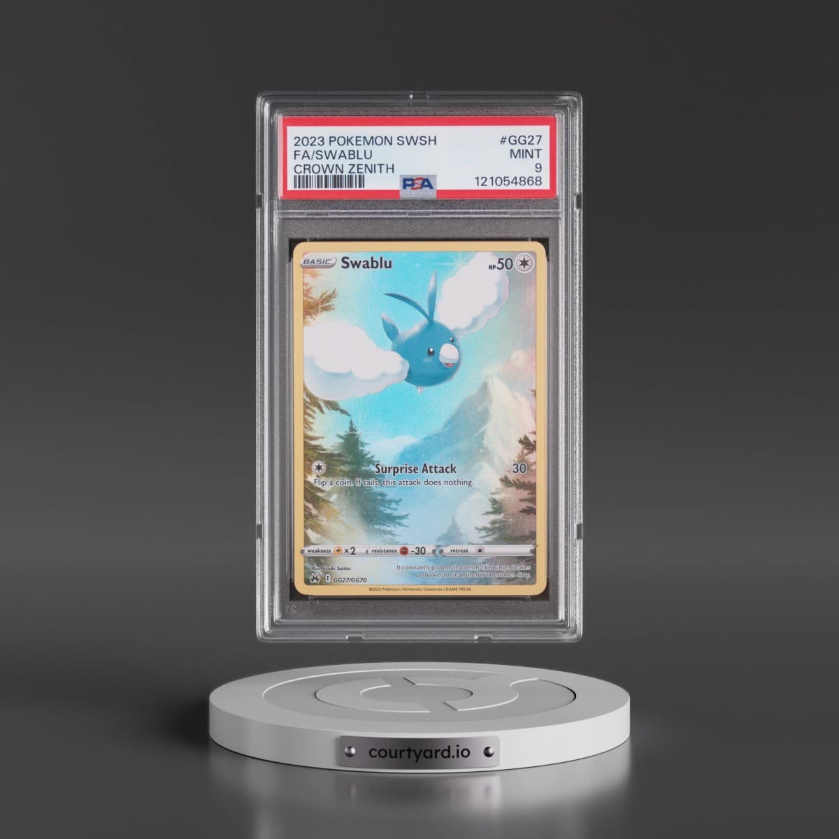 2023 Pokémon Sword and Shield Crown Zenith #GG27 Swablu - Full Art (PSA 9 MINT)