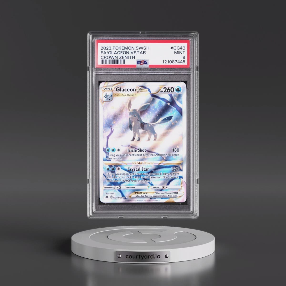 2023 Pokémon Sword and Shield Crown Zenith #GG40 Glaceon Vstar - Full Art (PSA 9 MINT)
