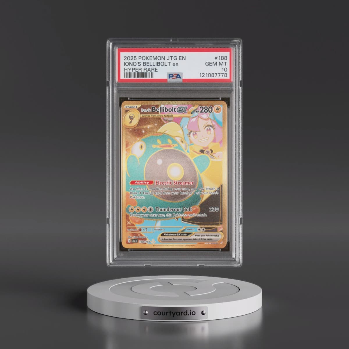 2025 Pokémon Jtg EN-Journey Together #188 Iono's Bellibolt EX - Holo Hyper Rare (PSA 10 GEM MINT)