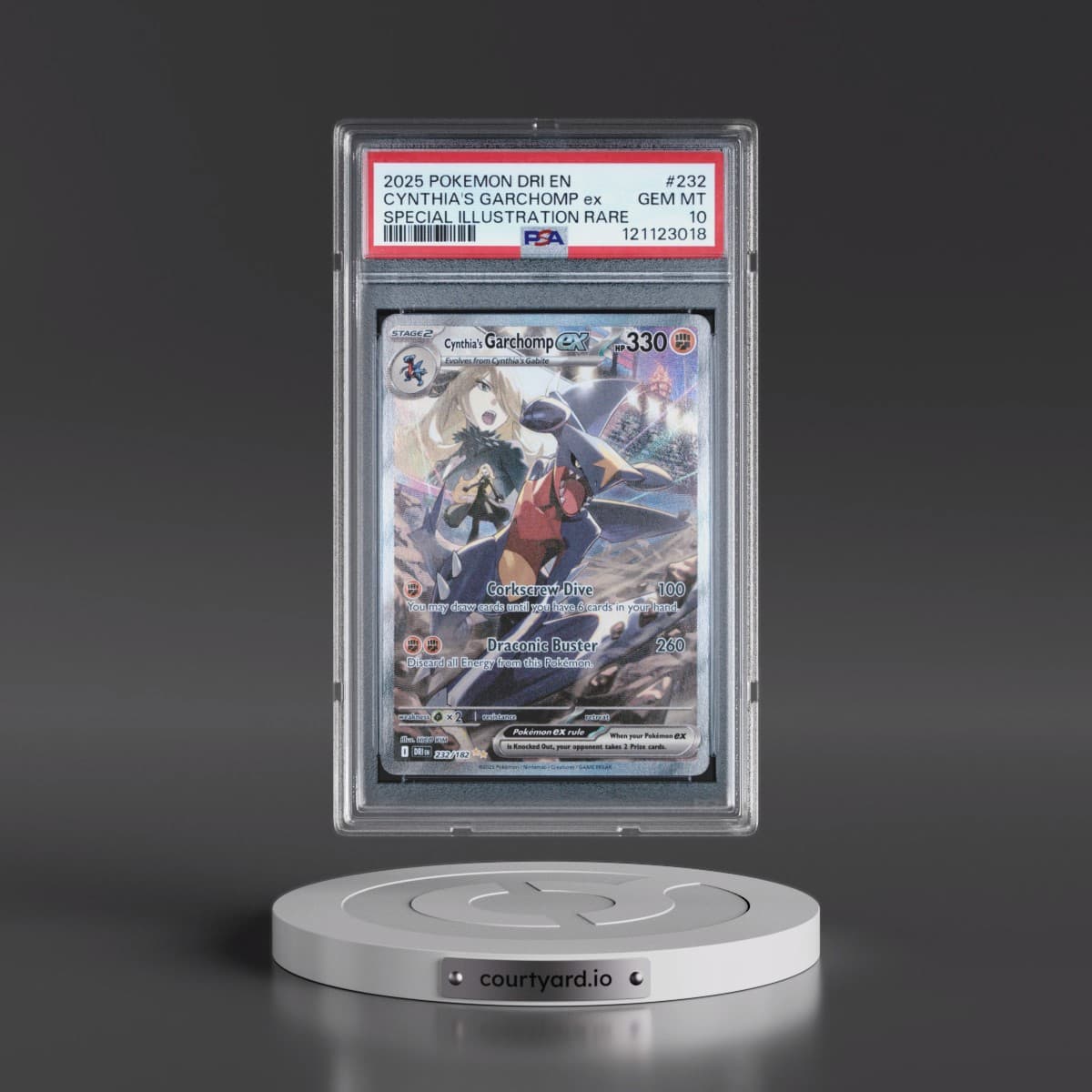 2025 Pokémon Dri EN-Destined Rivals #232 Cynthia's Garchomp EX - Holo Special Illustration Rare (PSA 10 GEM MINT)