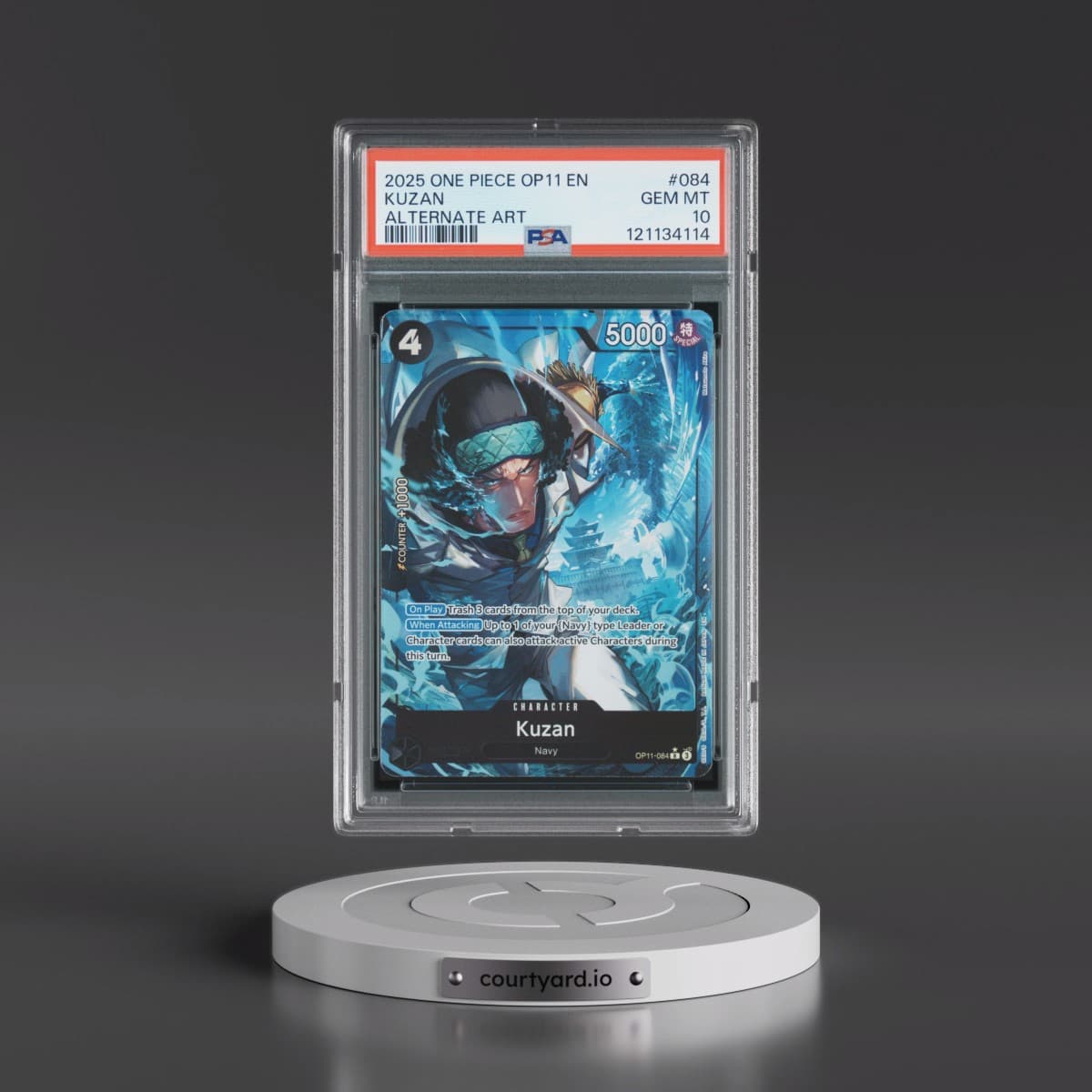 2025 One Piece OP11-A Fist of Divine Speed #084 Kuzan - Alternate Art (PSA 10 GEM MINT)