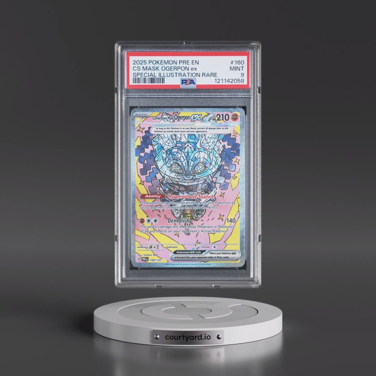 2025 Pokémon Pre EN-Prismatic Evolutions #160 Cornerstone Mask Ogerpon EX - Holo Special Illustration Rare (PSA 9 MINT)