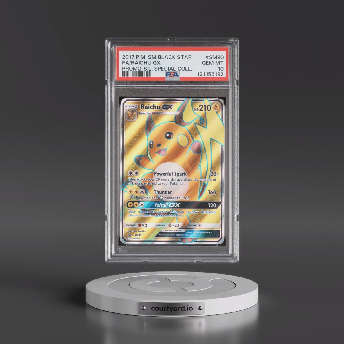 2017 Pokémon SM Black Star Promo #SM90 Raichu GX - Holo Full Art Shining Legends Special Collection (PSA 10 GEM MINT)