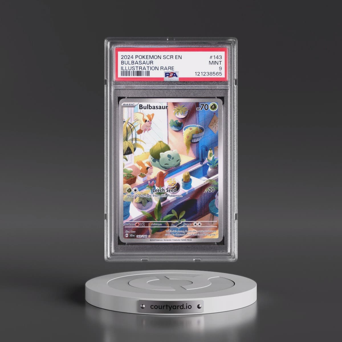 2024 Pokémon Scr EN-Stellar Crown #143 Bulbasaur - Illustration Rare (PSA 9 MINT)