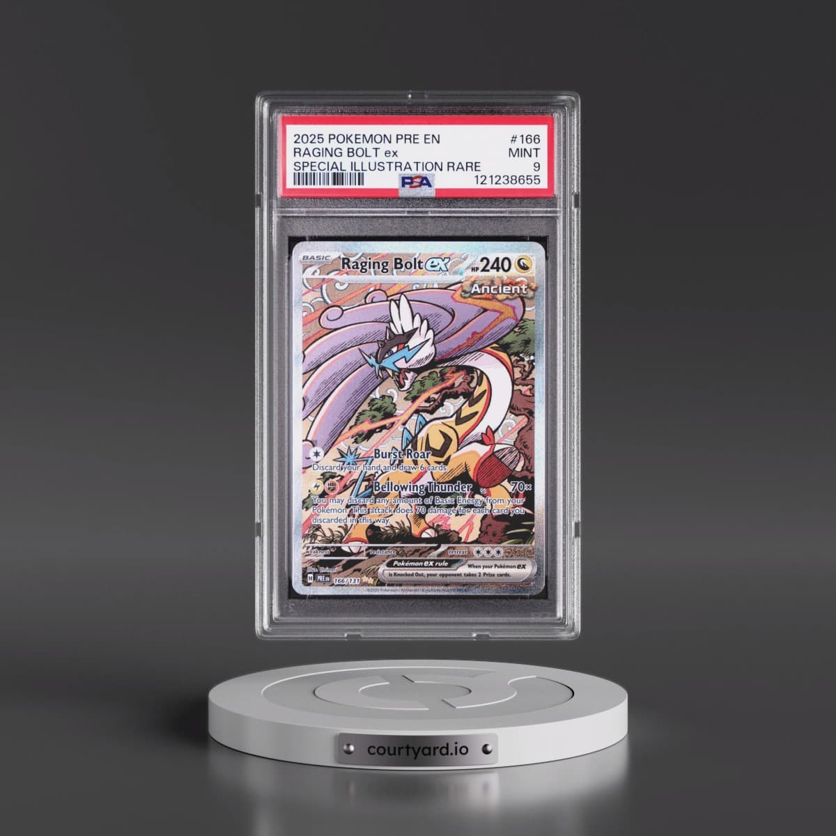 2025 Pokémon Pre EN-Prismatic Evolutions #166 Raging Bolt EX - Holo Special Illustration Rare (PSA 9 MINT)