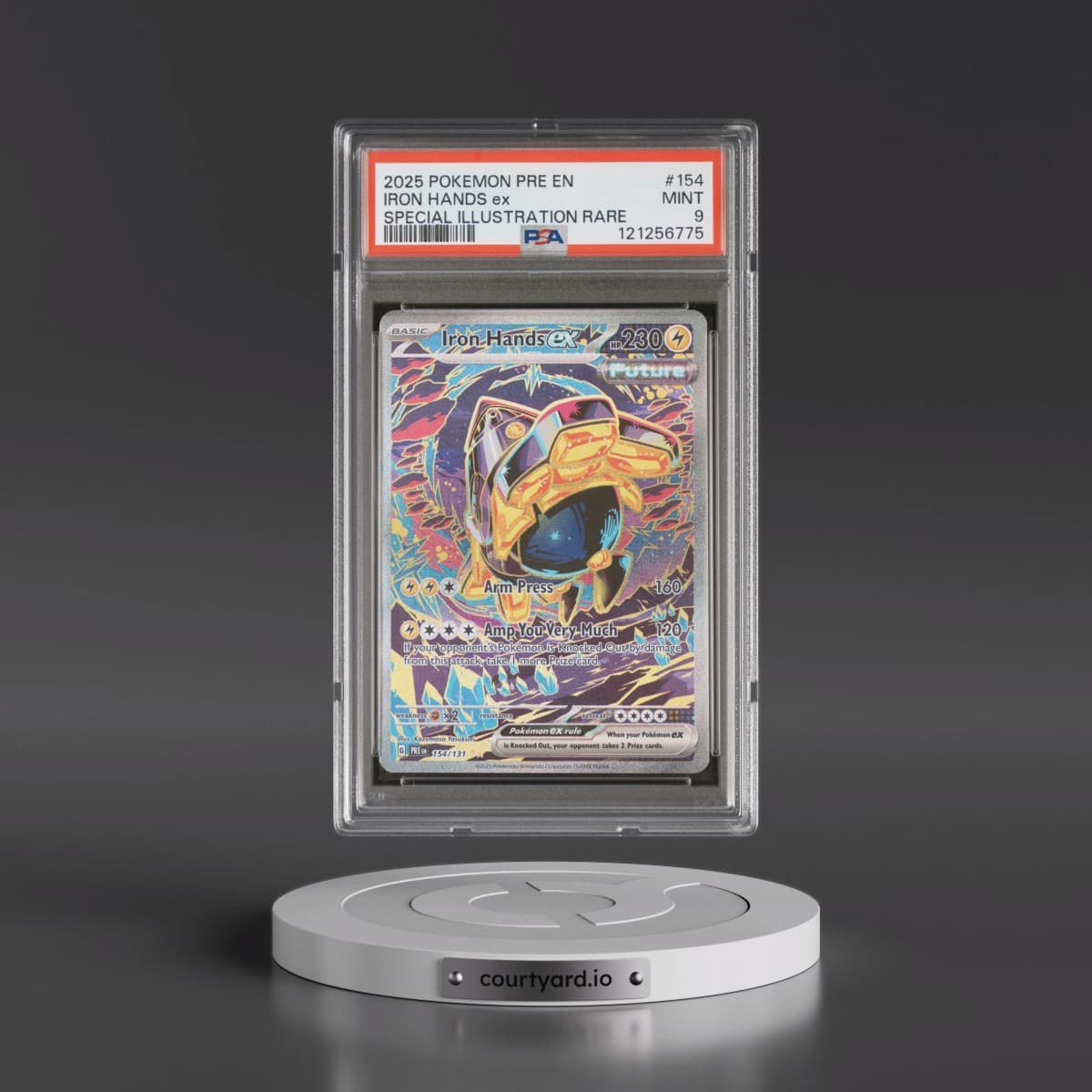 2025 Pokémon Pre EN-Prismatic Evolutions #154 Iron Hands EX - Holo Special Illustration Rare (PSA 9 MINT)