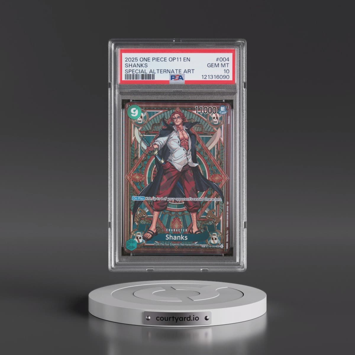 2025 One Piece OP11-A Fist of Divine Speed #004 Shanks - Special Alternate Art (PSA 10 GEM MINT)