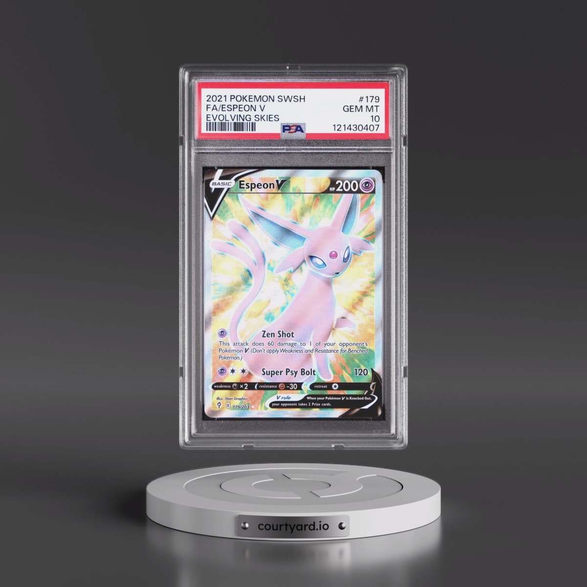 2021 Pokémon Sword & Shield Evolving Skies #179 Espeon V - Holo Full Art (PSA 10 GEM MINT)