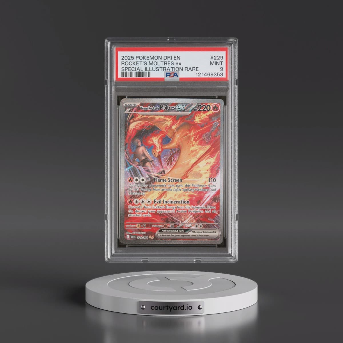 2025 Pokémon Dri EN-Destined Rivals #229 Team Rocket's Moltres EX - Holo Special Illustration Rare (PSA 9 MINT)