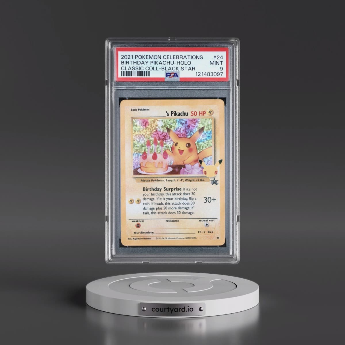 2021 Pokémon Celebrations Classic Collection #24 Birthday Pikachu - Holo (PSA 9 MINT)