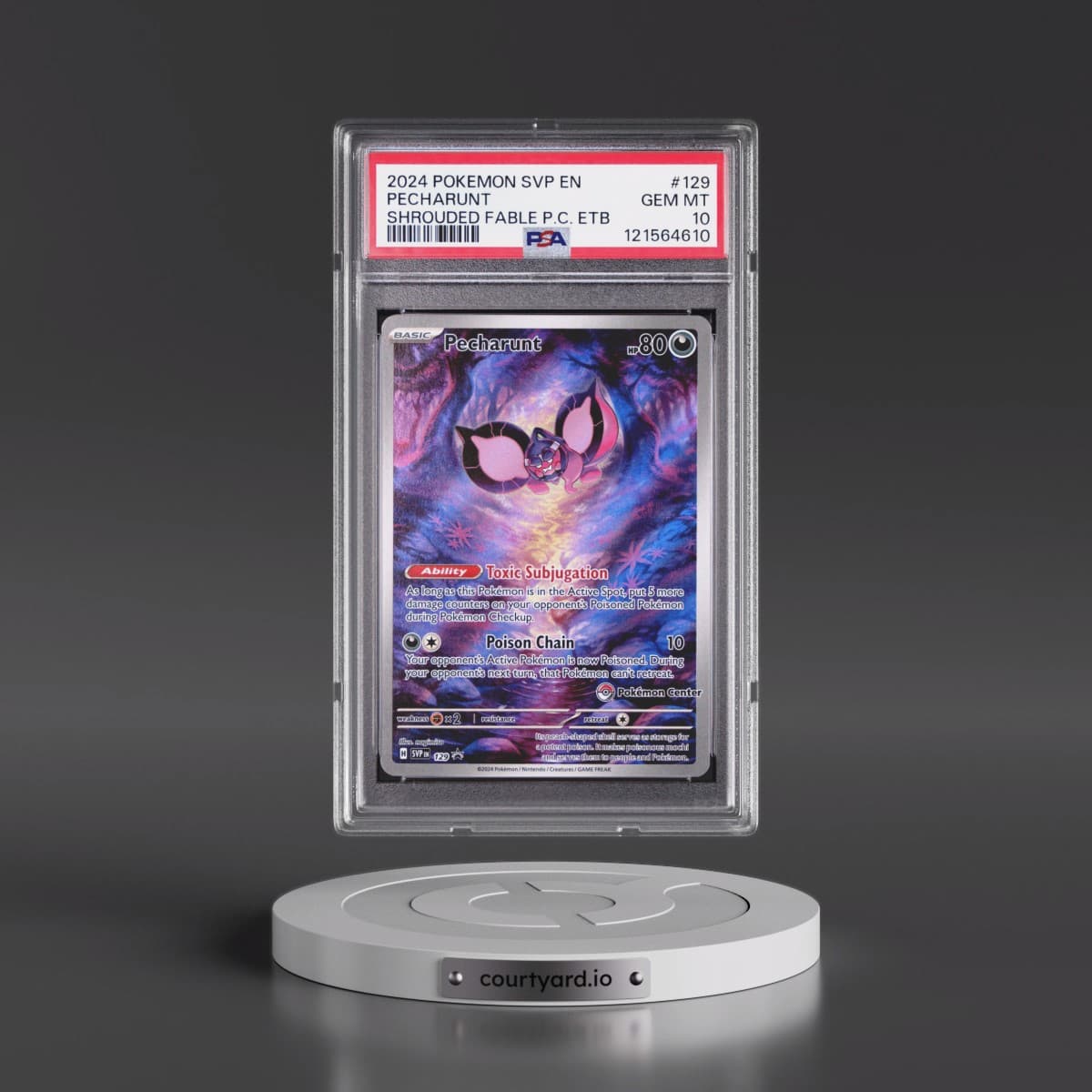2024 Pokémon Svp EN-SV Black Star Promo #129 Pecharunt - Shrouded Fable Pokemon Center Elite Trainer Box (PSA 10 GEM MINT)