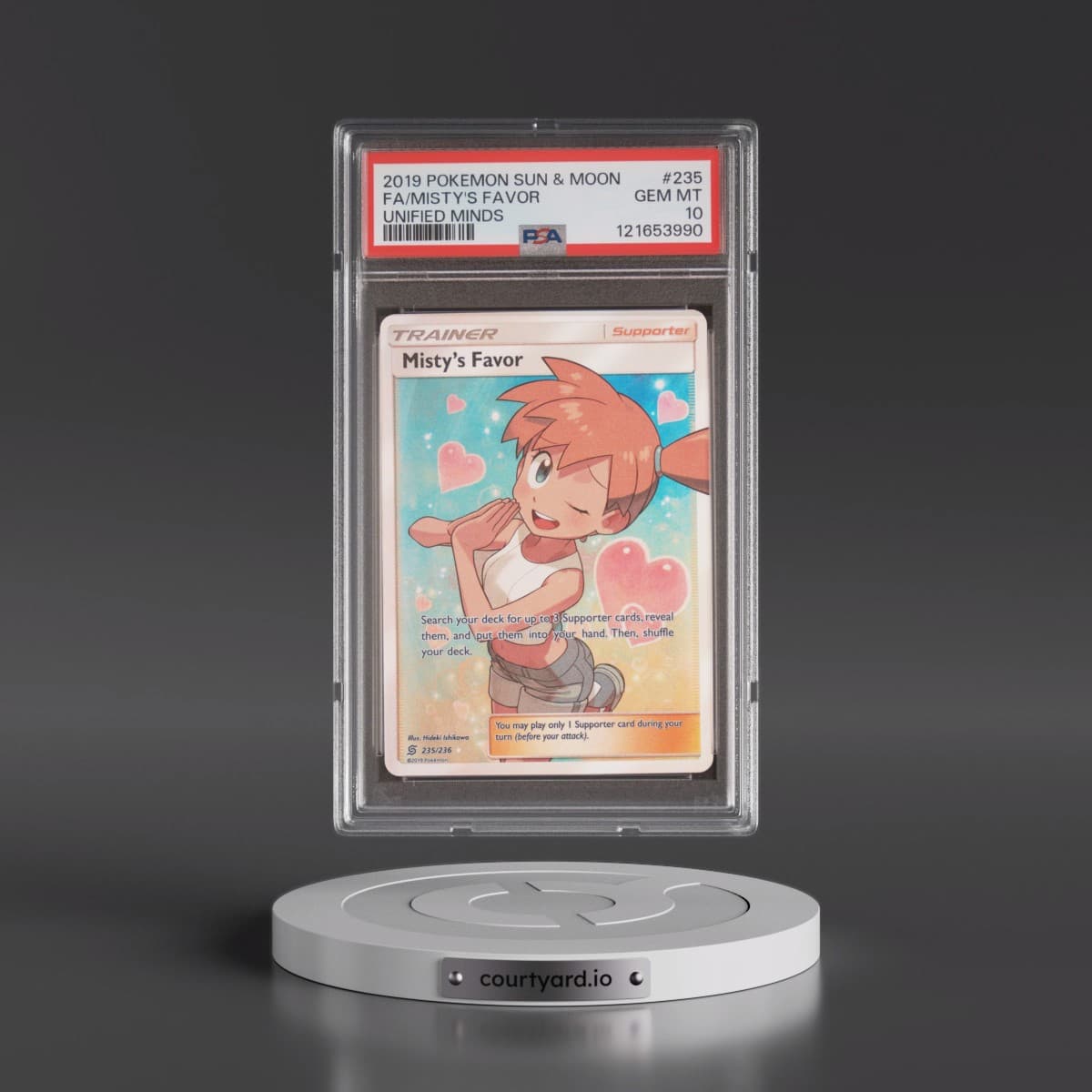 2019 Pokémon Sun & Moon Unified Minds #235 Misty's Favor - Full Art (PSA 10 GEM MINT)