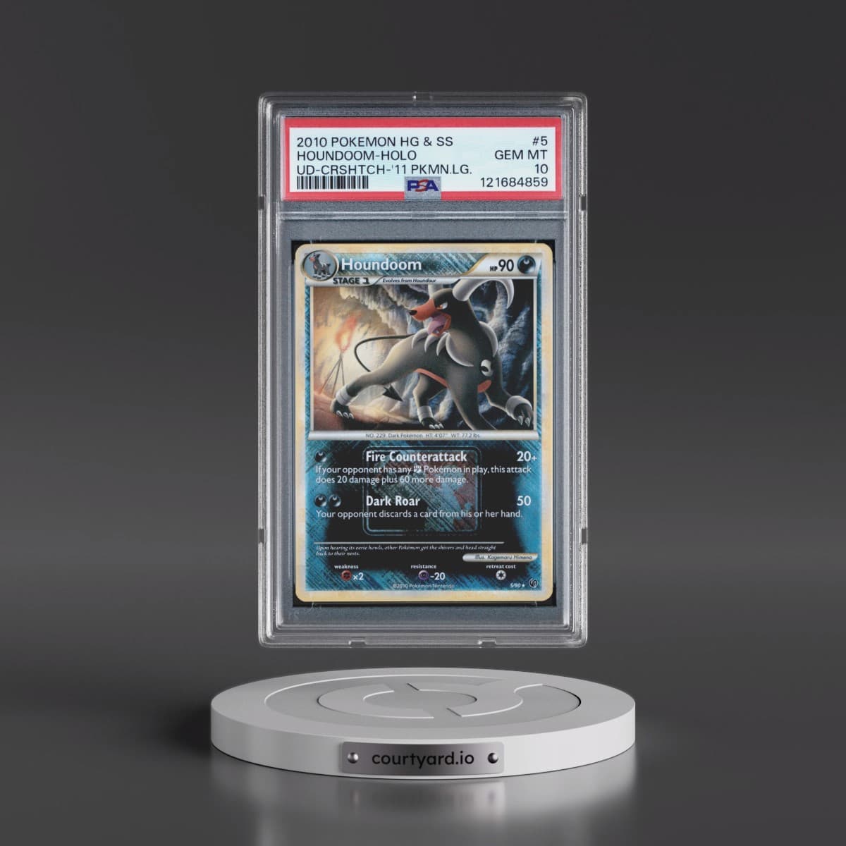 2010 Pokémon Heartgold & Soulsilver Undaunted #5 Houndoom - Holo Crosshatch-2011 Pokemon League (PSA 10 GEM MINT)