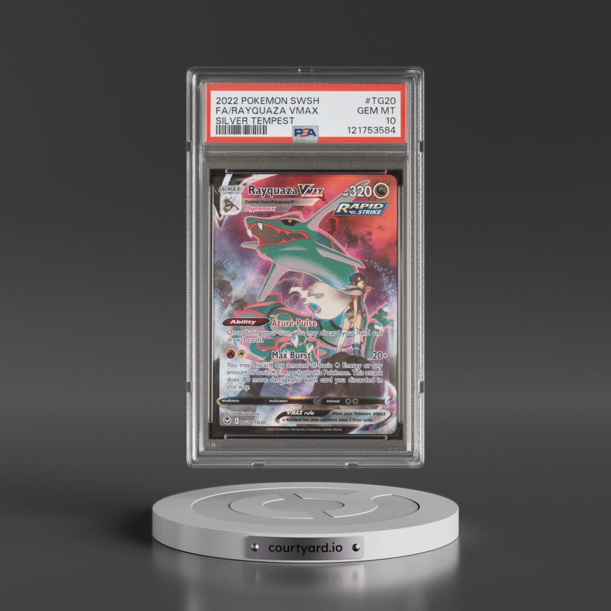 2022 Pokémon Sword & Shield Silver Tempest #TG20 Rayquaza Vmax - Full Art (PSA 10 GEM MINT)