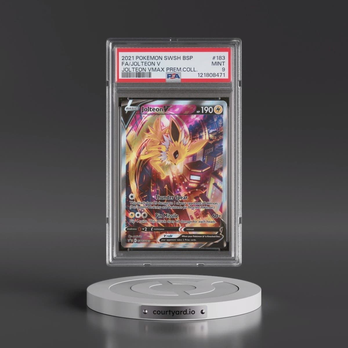 2021 Pokémon Swsh Black Star Promo #183 Jolteon V - Holo Full Art Jolteon Vmax Premium Collection (PSA 9 MINT)