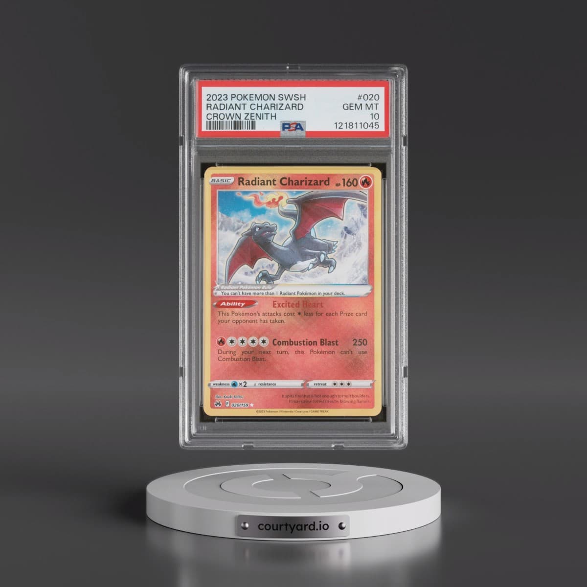 2023 Pokémon Sword and Shield Crown Zenith #020 Radiant Charizard - Holo (PSA 10 GEM MINT)
