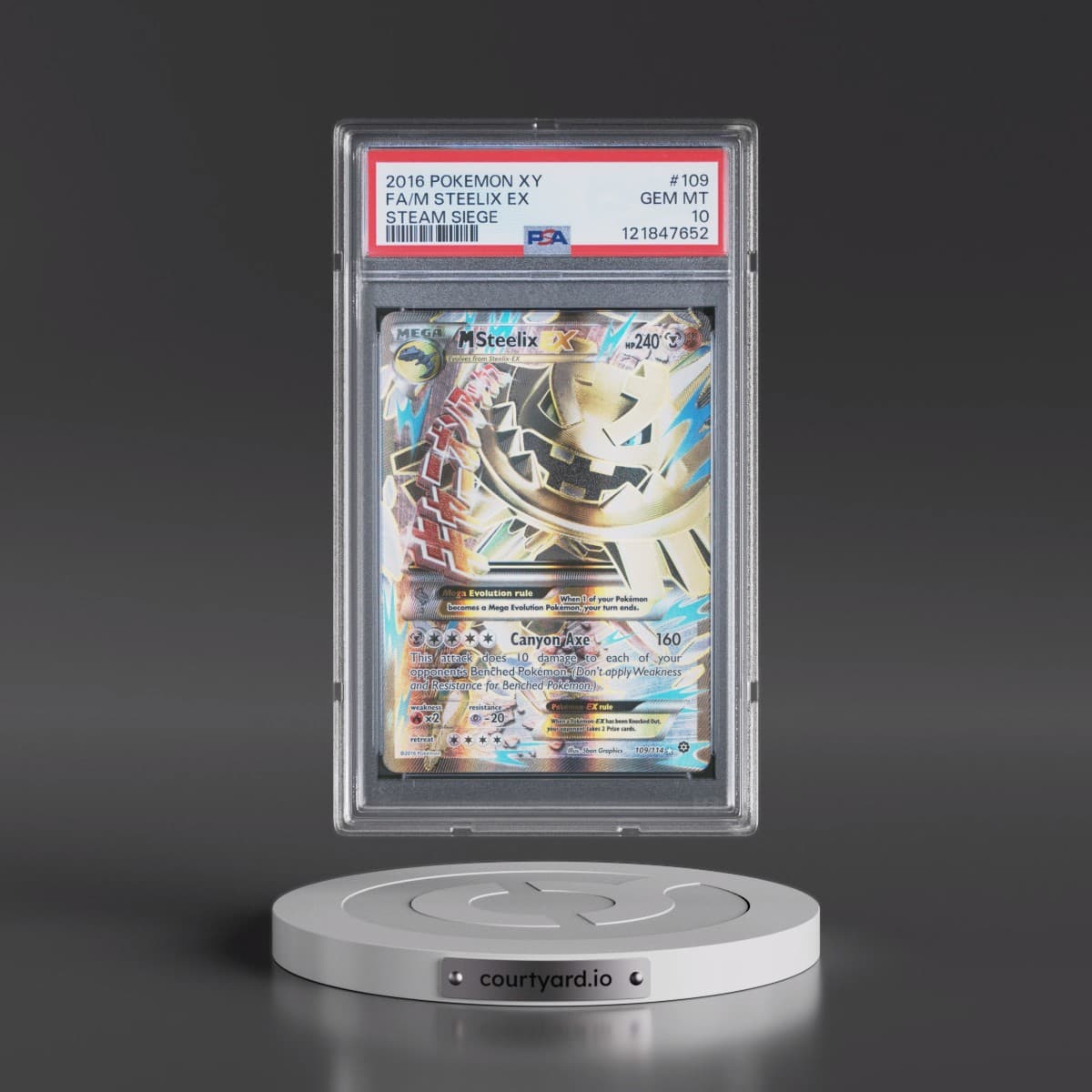 2016 Pokémon XY Steam Siege #109 M Steelix EX - Holo Full Art (PSA 10 GEM MINT)