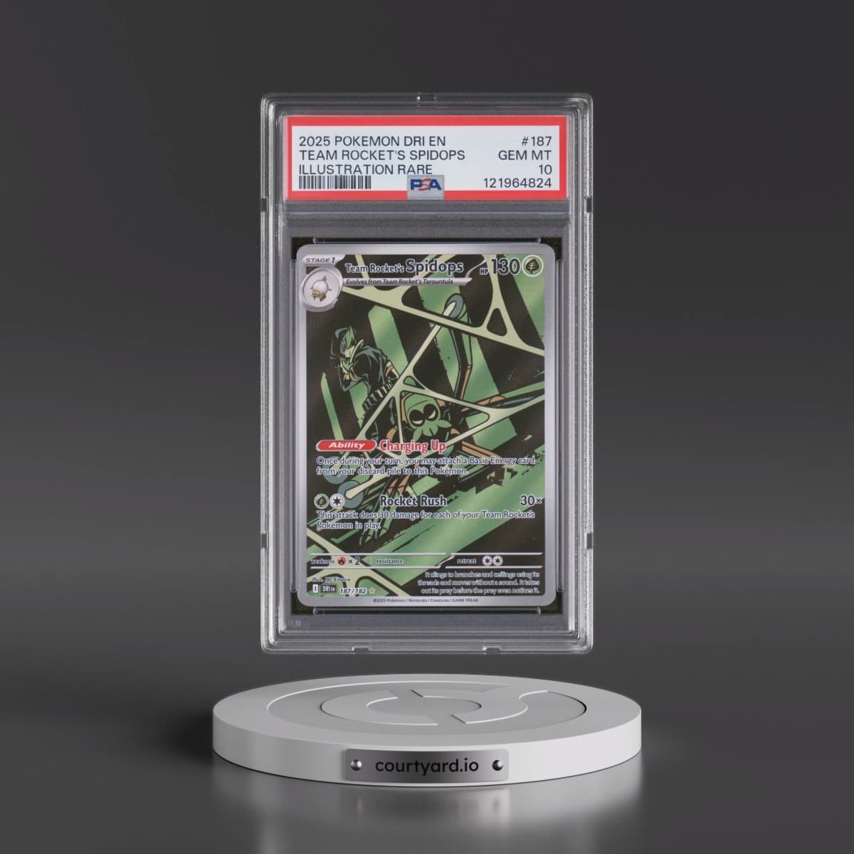 2025 Pokémon Dri EN-Destined Rivals #187 Team Rocket's Spidops - Illustration Rare (PSA 10 GEM MINT)