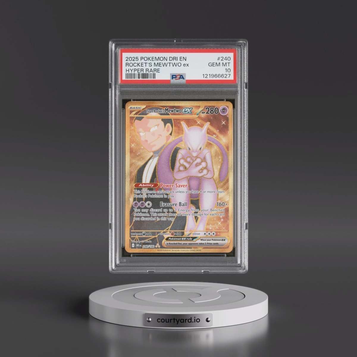 2025 Pokémon Dri EN-Destined Rivals #240 Team Rocket's Mewtwo EX - Holo Hyper Rare (PSA 10 GEM MINT)