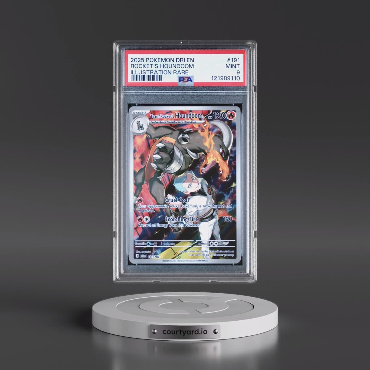 2025 Pokémon Dri EN-Destined Rivals #191 Team Rocket's Houndoom - Illustration Rare (PSA 9 MINT)