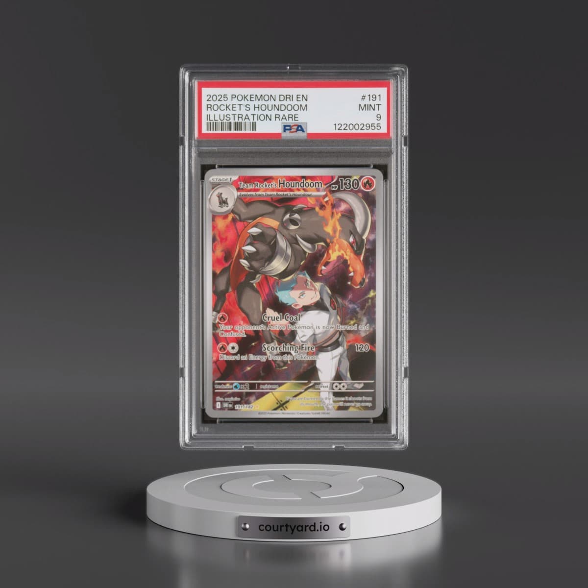 2025 Pokémon Dri EN-Destined Rivals #191 Team Rocket's Houndoom - Illustration Rare (PSA 9 MINT)