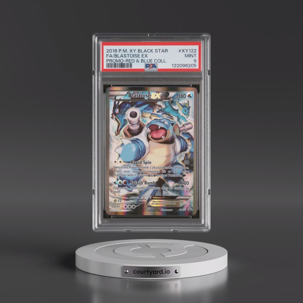 2016 Pokémon XY Black Star Promo #XY122 Blastoise EX - Holo Full Art Red & Blue Collection (PSA 9 MINT)