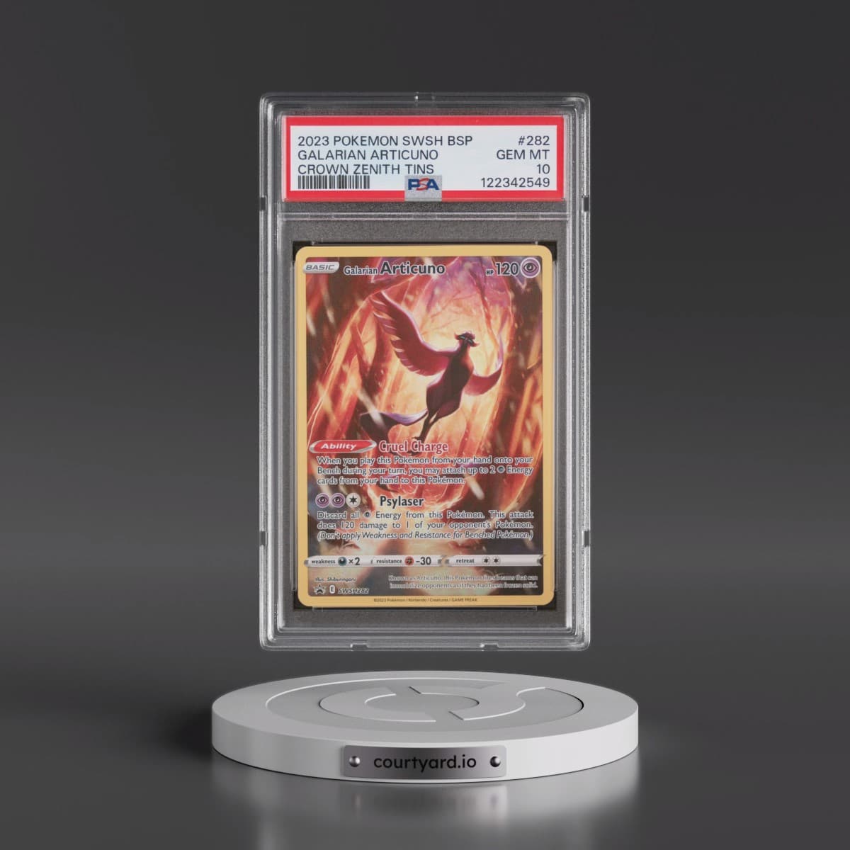 2023 Pokémon Swsh Black Star Promo #282 Galarian Articuno - Crown Zenith Tins (PSA 10 GEM MINT)
