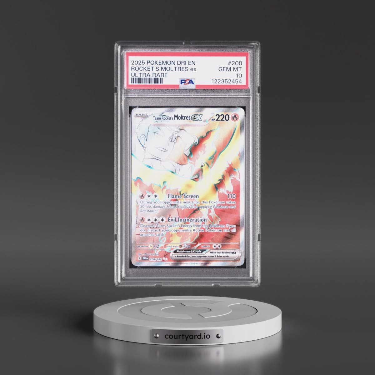 2025 Pokémon Dri EN-Destined Rivals #208 Team Rocket's Moltres EX - Holo Ultra Rare (PSA 10 GEM MINT)
