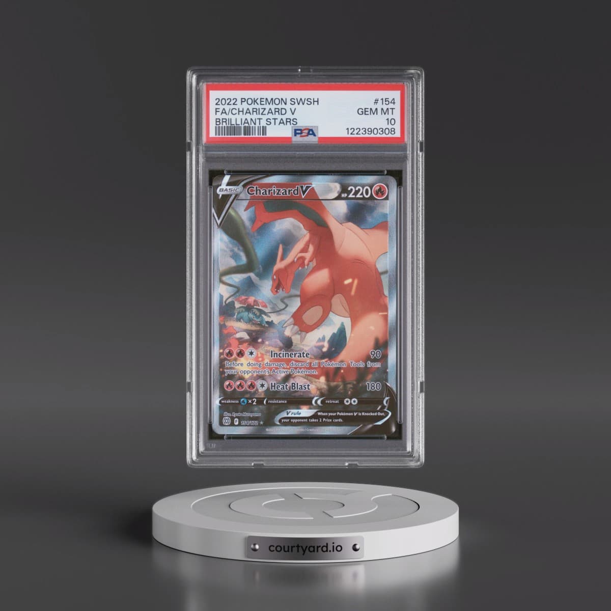 2022 Pokémon Sword & Shield Brilliant Stars #154 Charizard V - Holo Full Art (PSA 10 GEM MINT)